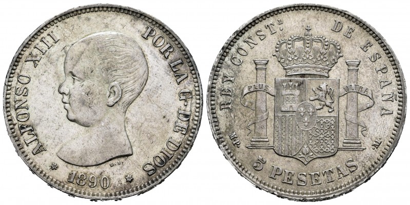 Centenario de la Peseta (1868-1931). Alfonso XIII (1886-1931). 5 pesetas. 1890*1...