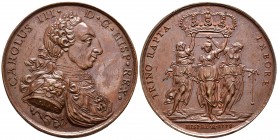 Carlos III (1759-1788). Medalla. 1778. (Vq-14126A). (Vives-53/V-3). Ae. 58,09 g. San Antonio de Academia de Nobles Artes de Sevilla. Marquitas. Grabad...