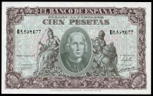 100 pesetas. 1940. Madrid. (Ed 2017-438a). 9 de enero, Cristobal Colón. Serie D. SC. Est...50,00. English: 100 pesetas. 1940. Madrid. (Ed 2017-438a). ...