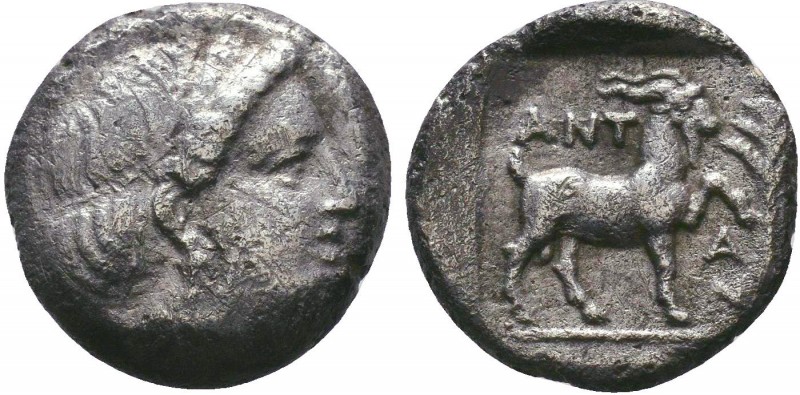 TROAS, Antandros. Circa 400 BC. AR Hemidrachm.
ead of Artemis Astyrne right, thi...