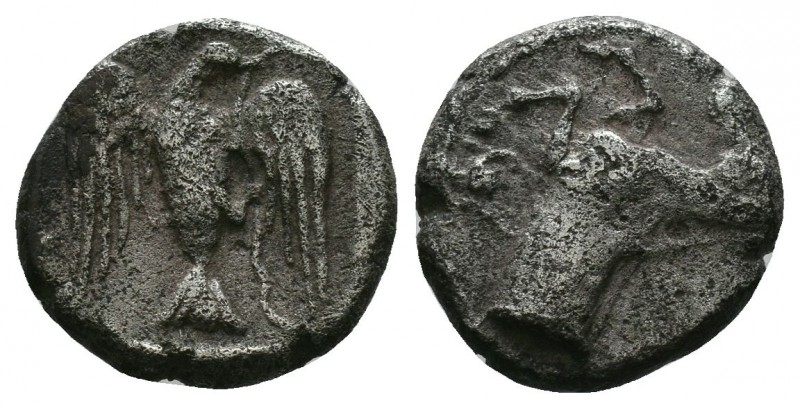 Kings of Thrace, Sparadokos AR Diobol. Circa 425 BC. Forepart of horse left; ret...