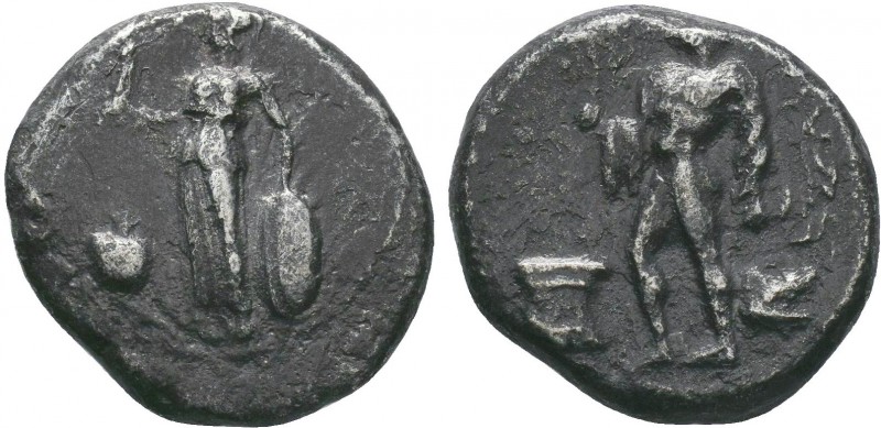 PAMPHILIA, Side. 400-350 BC. AR Stater . Athena standing with Nike, spear and sh...