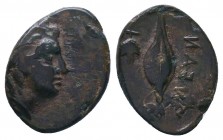 TROAS. Neandria. Ae (4th century BC).
Obv: Laureate head of Apollo right.
Rev: NEAN.
Grain ear; grape bunch to right.
SNG Ashmolean 1175; SNG Copenhag...