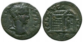 TROAS, Alexandria Troas. Severus Alexander. AD 222-235.AE bronze. Laureate head right / Distyle temple, seen in perspective, containing statue of Apol...