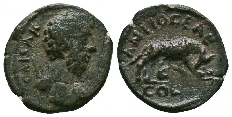 Pisidia. Antioch. Marcus Aurelius AD 161-180.AE Bronze . CAESAR AVRELIVS, bare a...