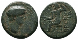 PHRYGIA. Philomelium. Claudius, 41-54.ae Bronze. ΣEBAΣTOΣ Bare head of Claudius to right / ΦIΛOMHΛ-EΩN BPOKXOI Zeus seated left, holding patera and sc...