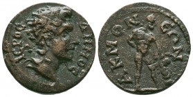 PHRYGIA. Acmonea. Pseudo-autonomous.Time of Gallienus, 253-268 AD.AE bronze.Diademed bust of Demos right / Herakles standing right, leaning on club, h...