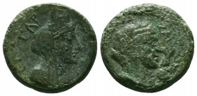 CILICIA. Anazarbus. Pseudo-autonomous. Time of Trajan (98-117). AE bronze.KAICAP ΠP ANAZAP. Veiled and draped bust of Demeter right; grain ears to rig...