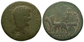 CILICIA. Seleucia ad Calycadnus. Caracalla, 198-217.AE Bronze. AY K M A ANTΩNINOC Laureate head of Caracalla to right; on the neck, countermark: pelle...