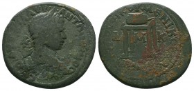 Cilicia.Anazarbus.Elagabalus, 218-222.AE Bronze.ΑΥΤ Κ Μ ΑΥΡ ΑΝΤΩΝƐΙΝΟϹ ϹƐΒ; laureate, draped and cuirassed bust of Elagabalus, r./ ΑΝΑΖΑΡΒƐΩΝ ΟΙΚΟΥΜƐΝ...
