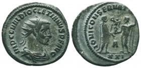 Diocletianus (284-305 AD). AE silvered Antoninianus 

Condition: Very Fine

Weight:3.75 gr
Diameter: 21 mm