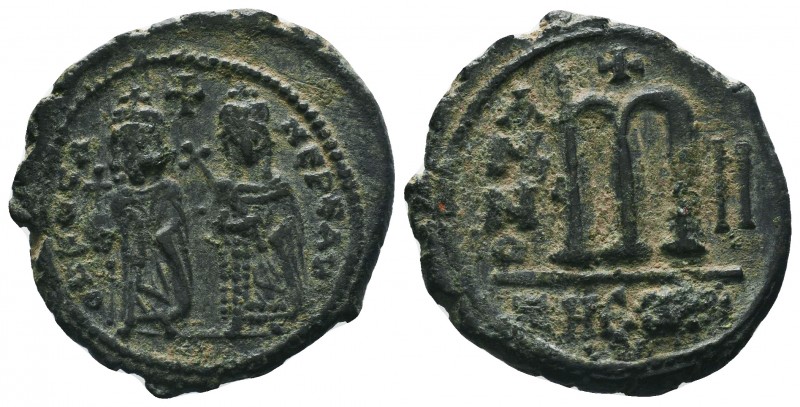 Phocas (602-610). Phocas & Leontia. Ae Follis,

Condition: Very Fine

Weight:11....