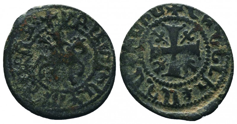 Cilician Kingdom, time of the Crusades. Smpad, 1296-1298 AD. Copper pogh.

Condi...