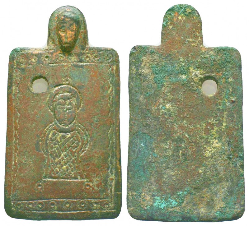 Very Important Byzantine Bronze Plaque depicting Emperor on it ,

Condition: Ver...