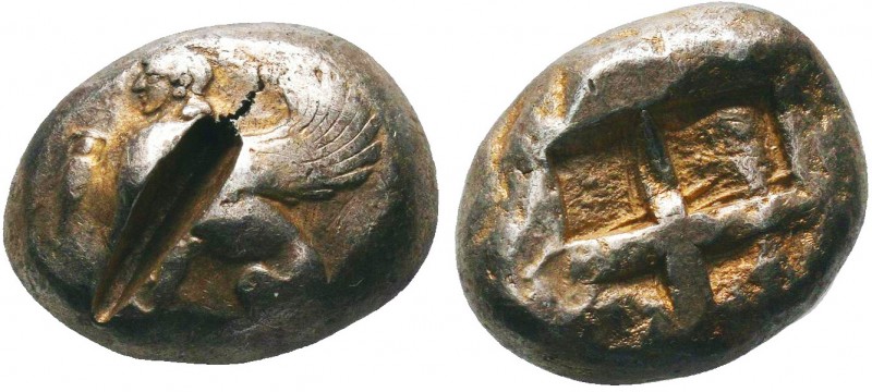 Islands off Ionia, Chios. AR Stater , c. 490-435 BC.
Obv. Sphinx seated left; a...