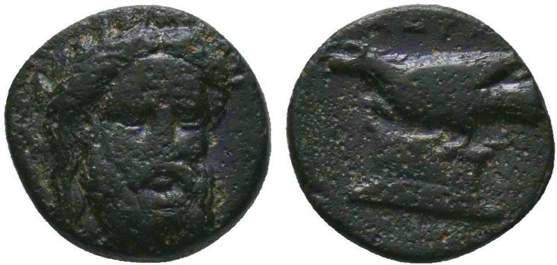 Adramytteion (BC 350) AE, after 350 BC. Ae Laureate, three-quarter facing head o...