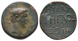 SYRIA. Uncertain. Augustus (27 BC-14 AD). AE bronze. ϹΕΒΑϹΤΟΥ.bare head of Augustus, r./ ΣΤΡΑΤΗΓΟΣ; ΡΗΓΛΟΣ.inscription across centre.Grant, FITA 125.R...