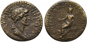 PHRYGIA. Cotiaeum. Agrippina minor (Augusta, 50-59). AE bronze. AΓPIΠΠINAN ΣEBAΣTHN. Draped bust of Agrippina II right. Rev: EΠI OYAPOY YIOY KOTIAEΩN....