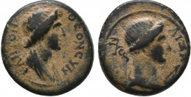 Phrygia, Aezanis. Time of Claudius (A.D. 41-54). AE bronze. ΘЄOC CYNKΛHTOC, diademed and draped bust of Senate right, monogram within incuse circle / ...