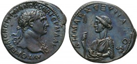 CAPPADOCIA, Caesaraea-Eusebia. Trajan, 98-117. Didrachm, 112-117. AYTOKP KAIC NЄP TPAIANOC CЄB ΓЄRM ΔAK Laureate head of Trajan to right, wearing aegi...