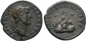 CAPPADOCIA, Caesarea. Hadrian. 117-138 AD. AR Didrachm . Laureate head right / ΥΠATOC Γ ΠATHΡ ΠATΡ, Mount Argaeus surmounted by a star, star to left a...