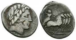 Anonymous (86 BC). AR denarius. Laureate head of Apollo right / Jupiter driving quadriga right. Crawford 350/A2. RSC 226.
Condition: Very Fine

Weight...