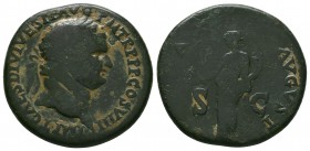 Titus augustus, 79 – 81 Sestertius, Thrace or Bithynia ? 80-81. IMP T CAES DIVI VESP F AV – G P M TR P P P COS VIII Laureate head r. Rev. PAX – AVGVST...