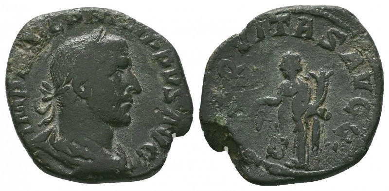 Philip I Æ Sestertius. Rome, AD 244-249. Laureate, draped and cuirassed bust rig...