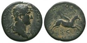 Hadrian AD 117-138. Rome Dupondius Æ. HADRIANVS AVGVSTVS, radiate head right / COS III, Pegasus running right, SC below. nearly very fine RIC 658; Coh...