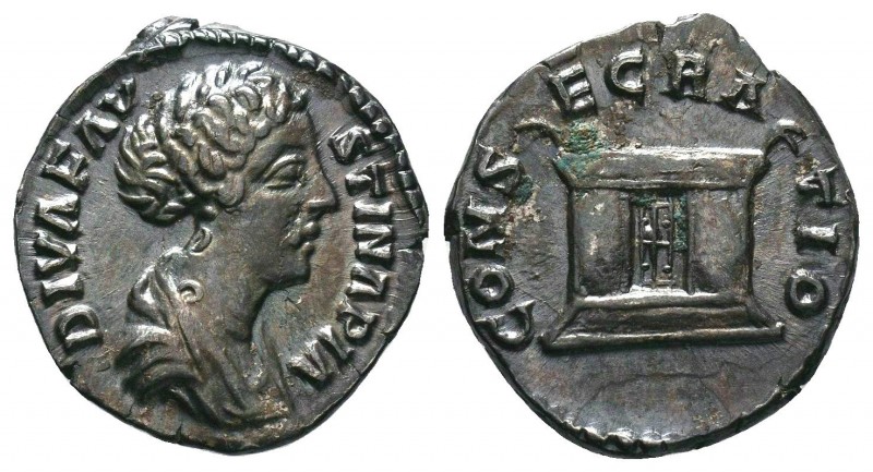 DIVA FAUSTINA II (Died 175/6). Denarius.Rome.
Obv: DIVA FAVSTINA PIA.
Draped bus...