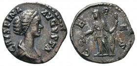 CRISPINA (Augusta, 178-182). Denarius. Rome.
Obv: CRISPINA AVGVSTA.
Draped bust right.
Rev: CERES.
Ceres standing left, holding grain ears and torch.
...