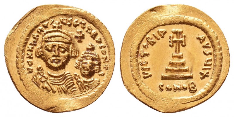 Heraclius (610-641 AD), with Heraclius Constantinus. AV Solidus 
Condition: Very...