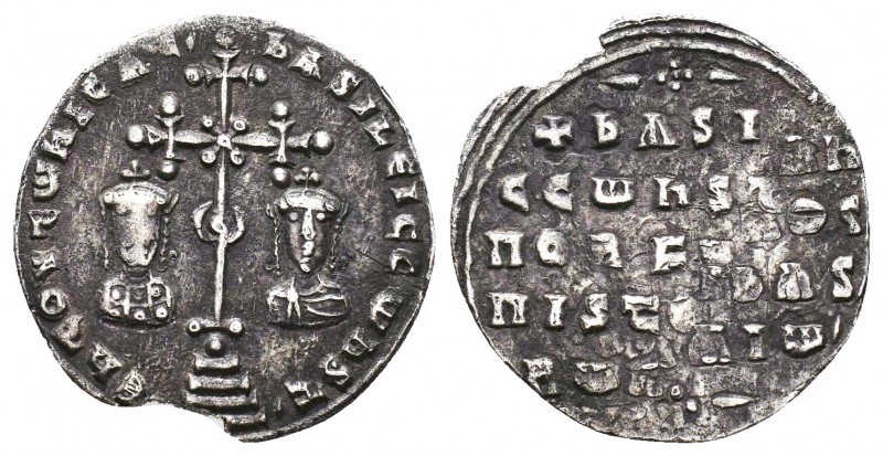 Basil II and Constantine VIII (976-1025 AD). AR Miliaresion 
Condition: Very Fin...