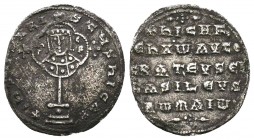 Byzantine Silver AR Miliaresion 
Condition: Very Fine

Weight: 2.28 gr
Diameter: 23 mm