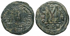 Justinian I. AE Follis, 527-565 AD.
Condition: Very Fine

Weight: 23.24 gr
Diameter: 40 mm