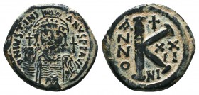 Justinian I. AE Half Follis, 527-565 AD.
Condition: Very Fine

Weight: 9.72 gr
Diameter: 27 mm