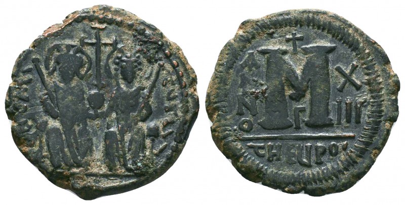 Justin II, with Sophia. 565-578. Æ Follis
Condition: Very Fine

Weight: 15.15 gr...