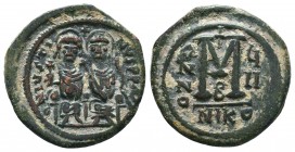 Justin II, with Sophia. 565-578. Æ Follis
Condition: Very Fine

Weight: 12.76 gr
Diameter: 30 mm