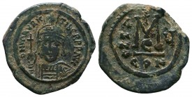 Maurice Tiberius. 582-602. Æ Follis 
Condition: Very Fine

Weight: 11.44 gr
Diameter: 28 mm