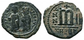 Phocas, Leontia 602-610. Æ Follis
Condition: Very Fine

Weight: 10.25 gr
Diameter: 27 mm