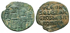 Leo VI with Alexander, 886-912 AD. AE Follis. Constantinople.
Condition: Very Fine

Weight: 8.94 gr
Diameter: 26 mm