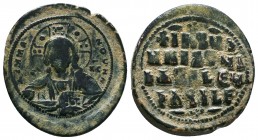 Anonymous Folles. Time of Basil II & Constantine VIII, circa 976-1025. Æ Follis 
Condition: Very Fine

Weight: 11.79 gr
Diameter: 31 mm