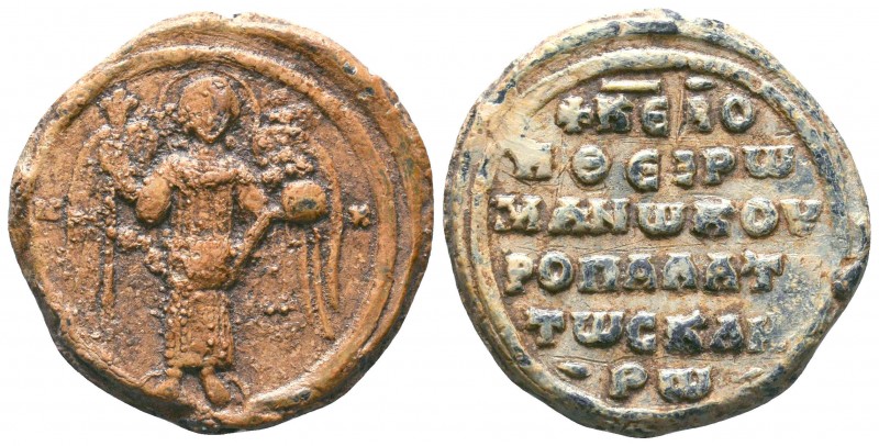 Lead seal of Romanos Skleros kouropalates(2nd half of 11th cent.)
Obverse: Archa...