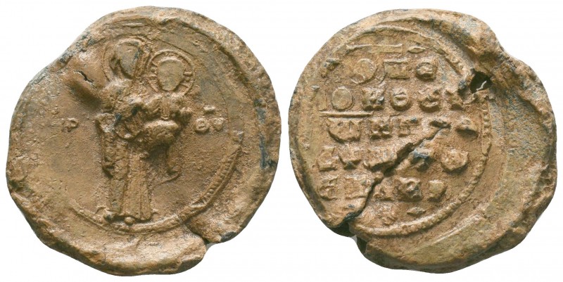 Lead seal of the Constantinos the eparch (?)(ca 12th cent.)
Obverse:Mother of Go...