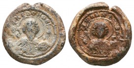 Iconographic seal of the officer Ioannes (John) (ca 11th cent.)
Bust of saint martyr Theodoroswith his name, circular invocative inscription/Bust of s...