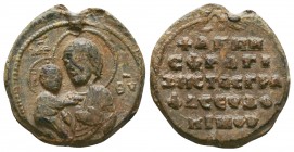 Seal of Evdokimos officer(ca 11th/12thcent.)
Bust of the Mother of Godwith hername, holding Jesus Christ as child in her right /Inscription in 5 lines...