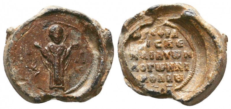 Seal of Nicholaos officer(ca 11th cent.)
Saint Nicholaos of Myrra standing, faca...