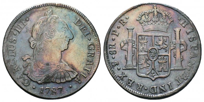 Mexique, Charles III, 8 réaux, 1787 Mexico
A/CAROLUS. III. - DEI. GRATIA. Buste ...