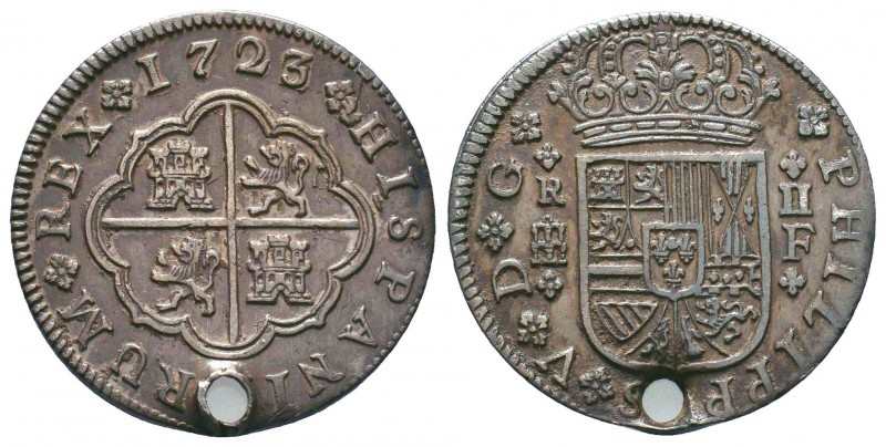 Spain. Philip V (1700-1724) AR 2 Reale. 
Condition: Very Fine

Weight: 5.08 gr
D...