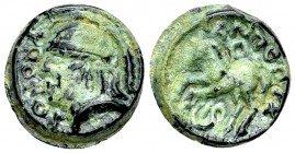 Sequani AE cast potin 

Central Gaul. Sequani. AE cast potin (16 mm, 3.65 g), c. 50-30 BC. Turonos/Cantorix-type. 
Obv. TVRONOS, Helmeted head of R...